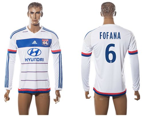 Lyon #6 Fofana Home Long Sleeves Soccer Club Jersey